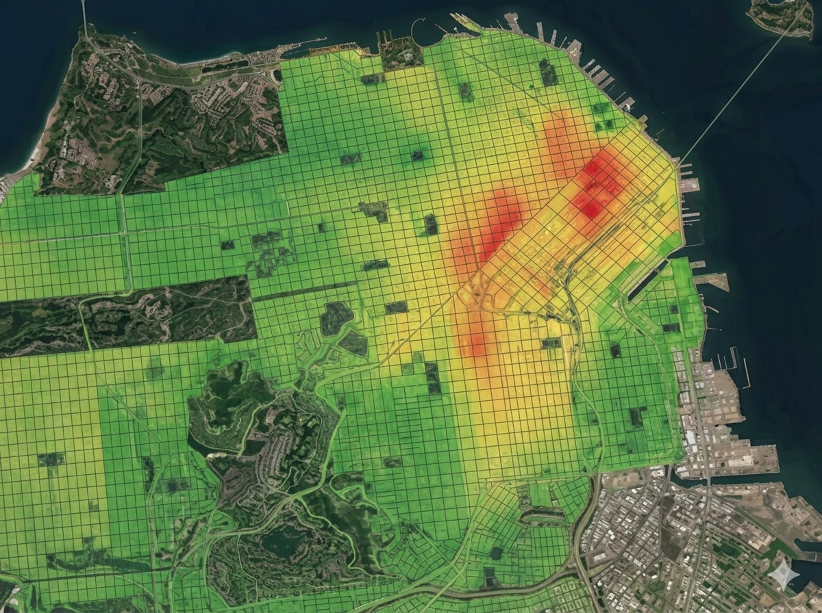 Hyperlocal 1km grid forecast map