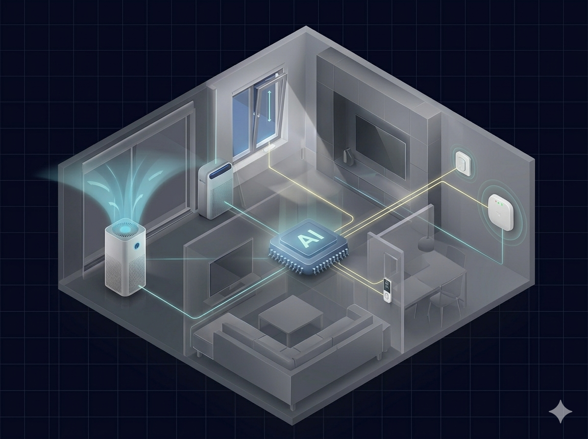 Smart home automation workflow driven by air quality forecast